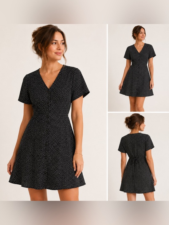 Vero Moda Dresses & Skirts - Vero Moda Black Polka Dot V‑Neck Dress size small
